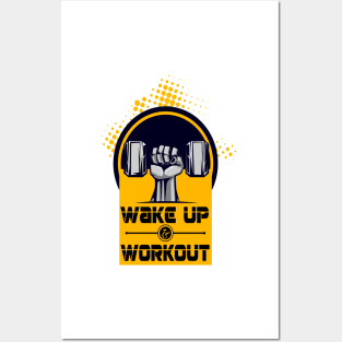 Wake up and workout Inspirational Motivational Quote Design Posters and Art